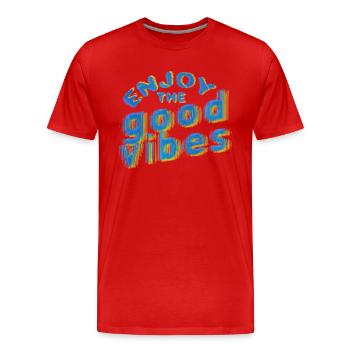 Good Vibes (lettrage) 02 - T-shirt bio Premium Homme - rouge - Devant - Damien (186cm)