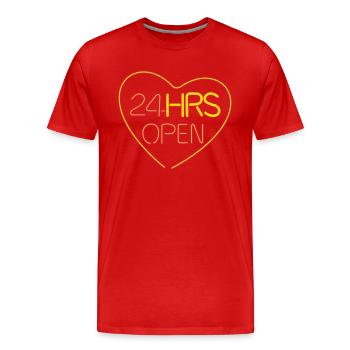 neon open heart - T-shirt bio Premium Homme - rouge - Devant - Damien (186cm)