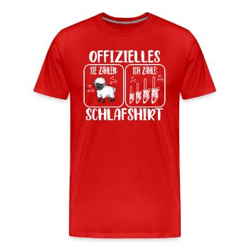 Offizielles Schlafshirt Motorsäge - Männer Premium Bio T-Shirt - Rot - Vorne - Damien (186cm)