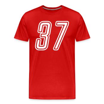 37 Numéro de numéro - T-shirt bio Premium Homme - rouge - Devant - Damien (186cm)