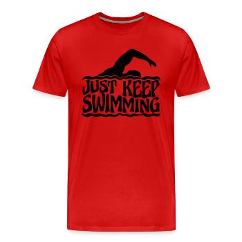 Just Keep Swimming - Männer Premium Bio T-Shirt - Rot - Vorne - Damien (186cm)