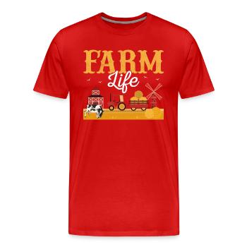 Farm Life Farming Animal Farmer - Men's Premium Organic T-Shirt - red - Front - Damien (186cm)