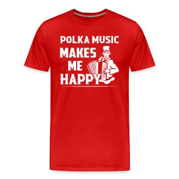 Polka Music Makes Me Happy Music Accordéon - T-shirt bio Premium Homme - rouge - Devant - Damien (186cm)