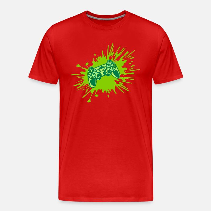 Farbklecks Konsole Retro Controller - Männer Premium Bio T-Shirt - Rot