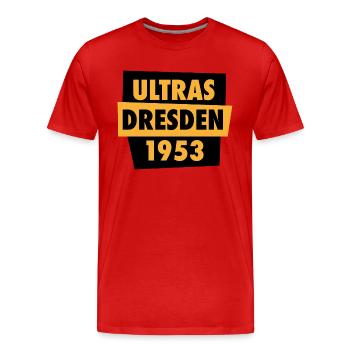 Ultras - Dresden - 1953 - Sachsen - Männer Premium Bio T-Shirt - Rot - Vorne - Damien (186cm)