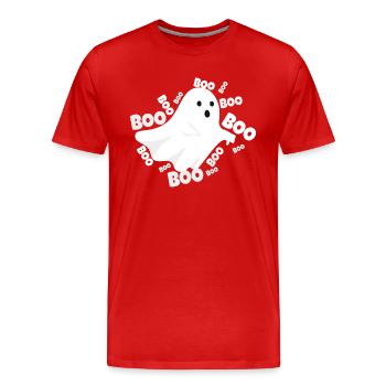 « BOO » Fantôme d’Halloween - T-shirt bio Premium Homme - rouge - Devant - Damien (186cm)