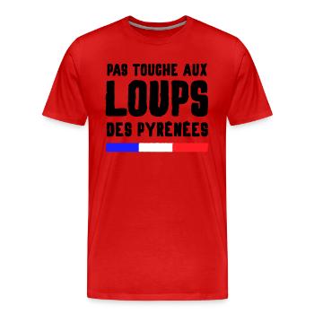Protection des Loups des Pyrénées - T-shirt bio Premium Homme - rouge - Devant - Damien (186cm)