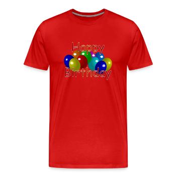 happy birthday - Men's Premium Organic T-Shirt - red - Front - Damien (186cm)