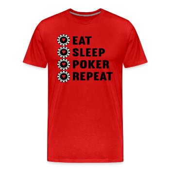 Mangez du poker de sommeil répétez avec des jetons de poker - T-shirt bio Premium Homme - rouge - Devant - Damien (186cm)