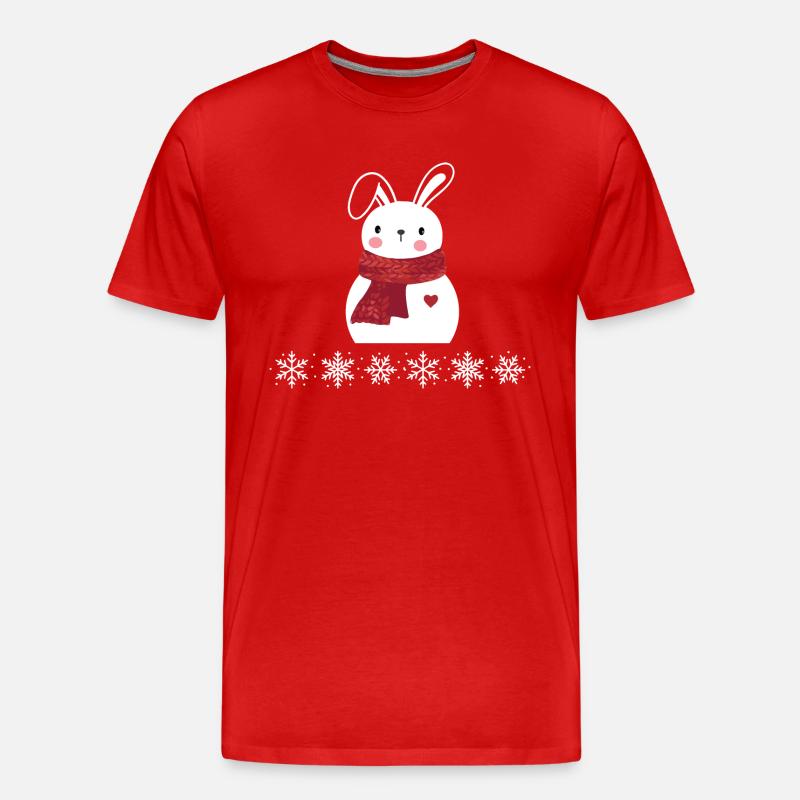 Weihnachtshase - Männer Premium Bio T-Shirt - Rot