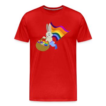 Ein Pride Hase Sammelt seine Ostereier - Männer Premium Bio T-Shirt - Rot - Vorne - Damien (186cm)