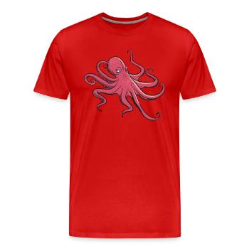 Ich mag Oktopus - acht Tentakel - Tintenfisch - Männer Premium Bio T-Shirt - Rot - Vorne - Damien (186cm)