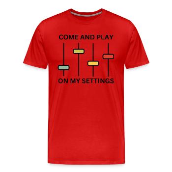 Play On My Settings - Men's Premium Organic T-Shirt - red - Front - Damien (186cm)