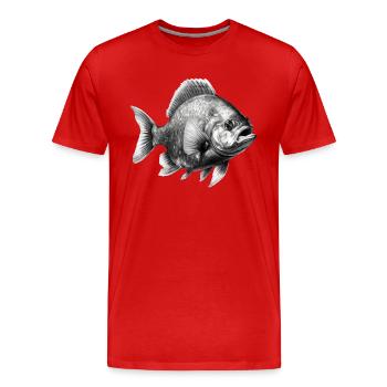 Le piranha au crayon n°2 - T-shirt bio Premium Homme - rouge - Devant - Damien (186cm)