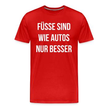 Füße laufen Autofahren Umweltschutz - Männer Premium Bio T-Shirt - Rot - Vorne - Damien (186cm)