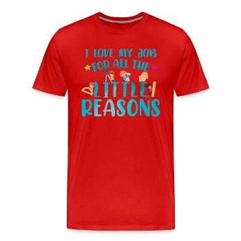 Enseignant Enseignement Citation Garderie Garde d’enfants - T-shirt bio Premium Homme - rouge - Devant - Damien (186cm)