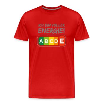 Volle Energie - Männer Premium Bio T-Shirt - Rot - Vorne - Damien (186cm)