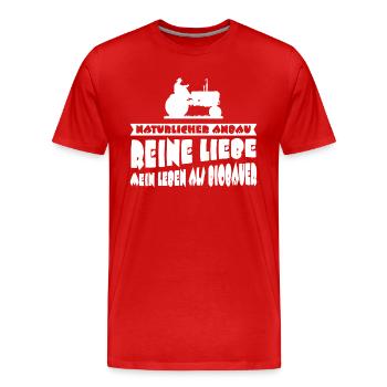Lustiger Bio Landwirtschaft Spruch Biobauer - Männer Premium Bio T-Shirt - Rot - Vorne - Damien (186cm)
