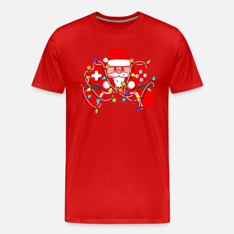 Christmas Gaming Controller - Männer Premium Bio T-Shirt - Rot
