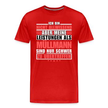 Des performances inégalées en tant qu’éboueur - T-shirt bio Premium Homme - rouge - Devant - Damien (186cm)