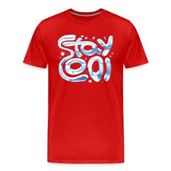 Cool bleiben - Männer Premium Bio T-Shirt - Rot - Vorne - Damien (186cm)