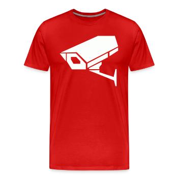 Caméra de surveillance - T-shirt bio Premium Homme - rouge - Devant - Damien (186cm)