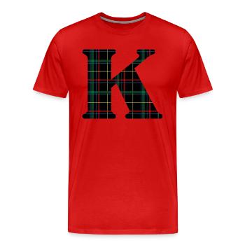 Monogramm k schottischer Tartan - Männer Premium Bio T-Shirt - Rot - Vorne - Damien (186cm)