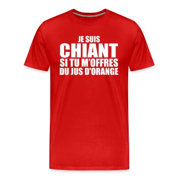 Homme qui adore Jus d'orange. Design Drôle Humour - T-shirt bio Premium Homme - rouge - Devant - Damien (186cm)