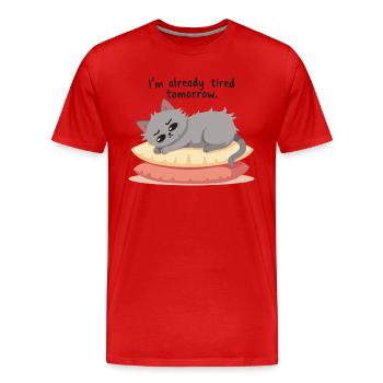Déjà fatigué demain - T-shirt bio Premium Homme - rouge - Devant - Damien (186cm)