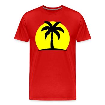 Palm Tree Beach Sun - Men's Premium Organic T-Shirt - red - Front - Damien (186cm)