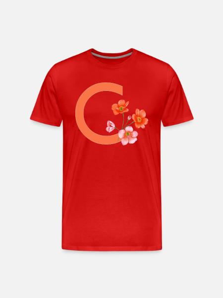 C avec fleurs - T-shirt bio Premium Homme - rouge