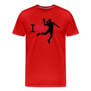 J'aime joueur de handball silhouette 1 - T-shirt bio Premium Homme - rouge - Devant - Damien (186cm)