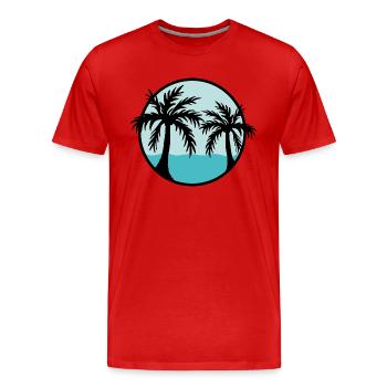 Palmen vor dem Ozean - Männer Premium Bio T-Shirt - Rot - Vorne - Damien (186cm)