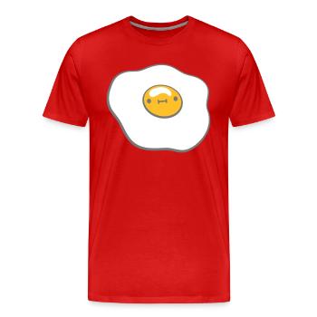 Oeuf au plat avec visage - T-shirt bio Premium Homme - rouge - Devant - Damien (186cm)