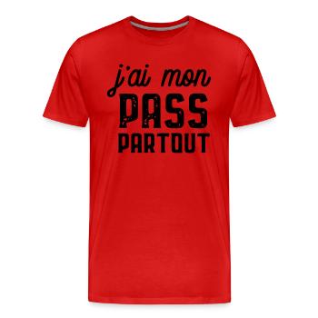 Pas besoin du pass sanitaire pass partout - T-shirt bio Premium Homme - rouge - Devant - Damien (186cm)