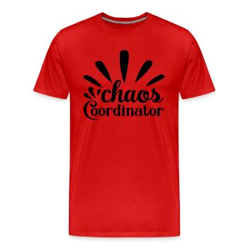 Coordonnatrice du chaos - T-shirt bio Premium Homme - rouge - Devant - Damien (186cm)