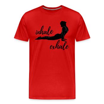 Yoga - Inspirer - Expirer - T-shirt bio Premium Homme - rouge - Devant - Damien (186cm)