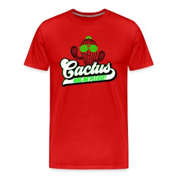 Farben änderbar | Kaktus Cactus Hug Me - Männer Premium Bio T-Shirt - Rot - Vorne - Damien (186cm)