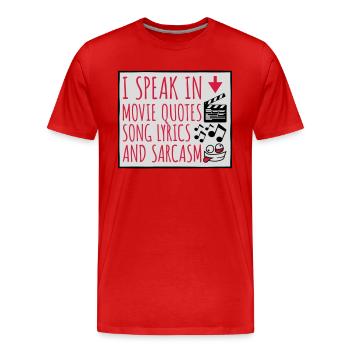 parler des paroles et du sarcasme - T-shirt bio Premium Homme - rouge - Devant - Damien (186cm)