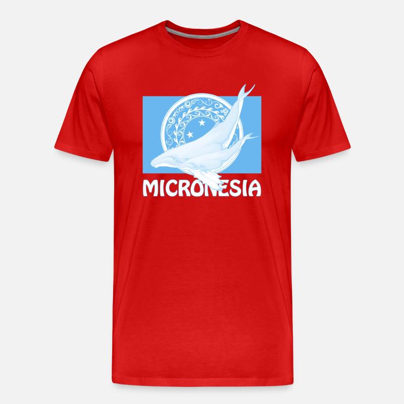 Flagge Mikronesiens und Buckelwale - Männer Premium Bio T-Shirt - Rot