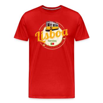 Lisbonne Portugal avec Retro Tram Vintage Souvenir - T-shirt bio Premium Homme - rouge - Devant - Damien (186cm)