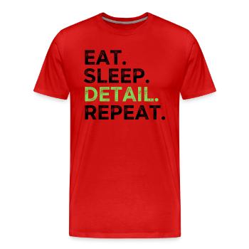 Essen Schlaf Detail Wiederholen - Männer Premium Bio T-Shirt - Rot - Vorne - Damien (186cm)