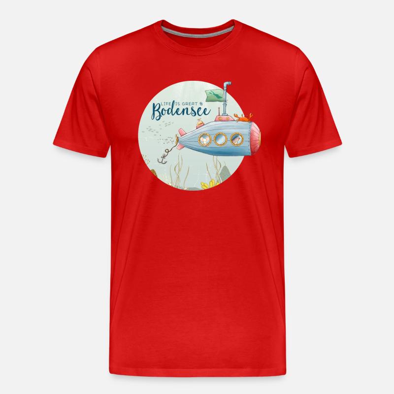 Bodensee U-Boot - Männer Premium Bio T-Shirt - Rot