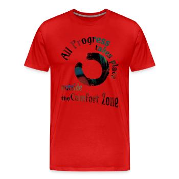 Tous les progrès enso copie sombre - T-shirt bio Premium Homme - rouge - Devant - Damien (186cm)