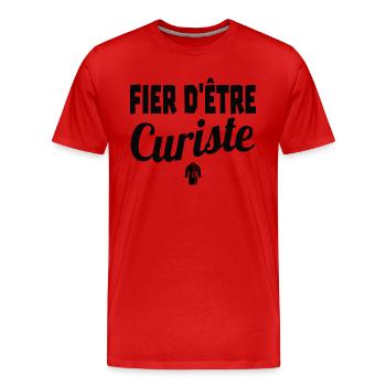 fier d'être curiste - T-shirt bio Premium Homme - rouge - Devant - Damien (186cm)