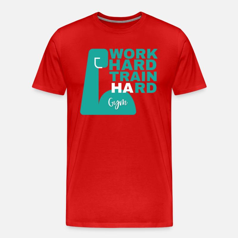 work hard train hard - Männer Premium Bio T-Shirt - Rot