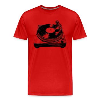 Schallplatte Vinyl Musik Plattenspieler retro - Männer Premium Bio T-Shirt - Rot - Vorne - Damien (186cm)