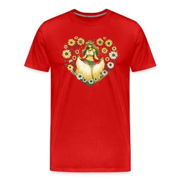 Belly Dancer Daisy - Men's Premium Organic T-Shirt - red - Front - Damien (186cm)