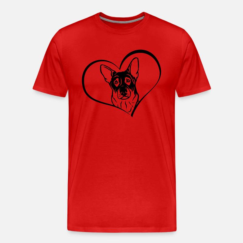 Schäferhund im Herz - Männer Premium Bio T-Shirt - Rot