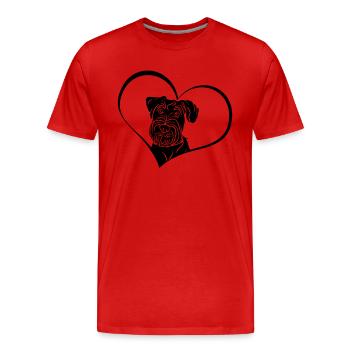 Schnauzer moyen en cœur - T-shirt bio Premium Homme - rouge - Devant - Damien (186cm)